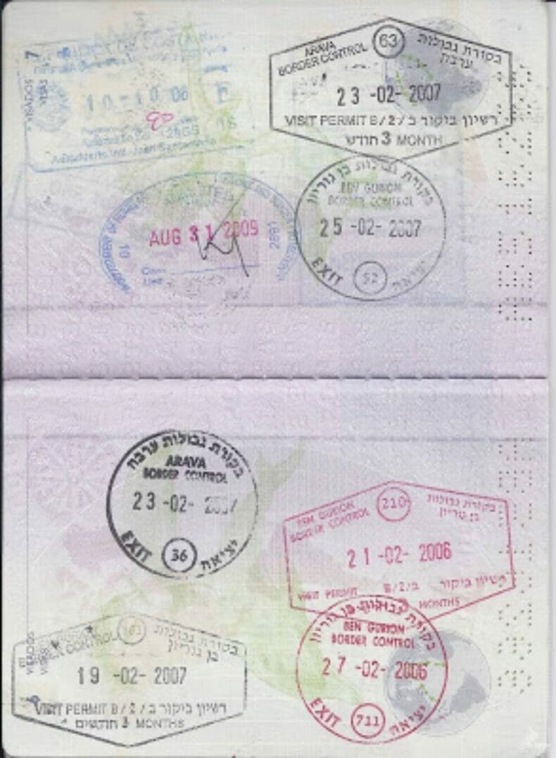 Sellos de Israel en el pasaporte