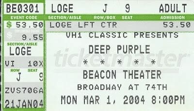 Entrada concierto Deep Purple