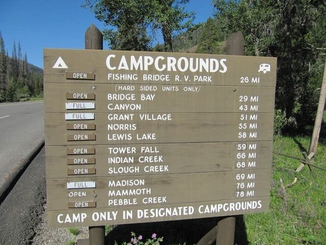 campings de Yellowstone