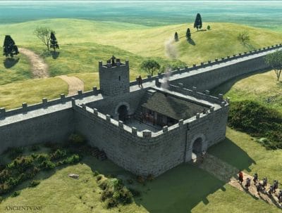 Poltross Burn Milecastle reconstrucción
