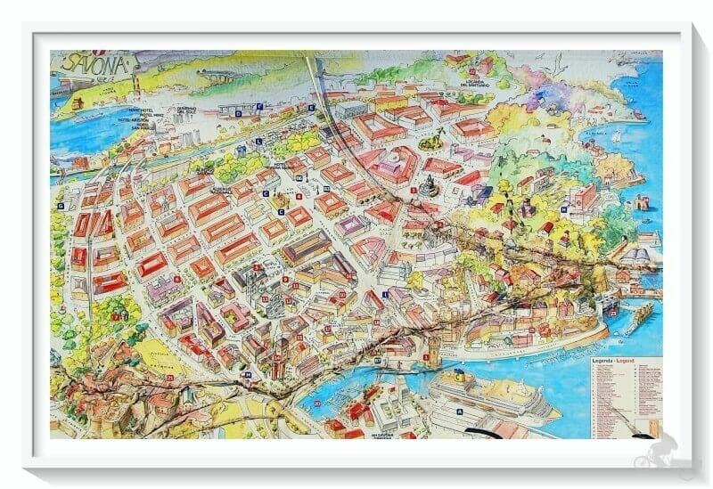 plano mapa para visitar Savona