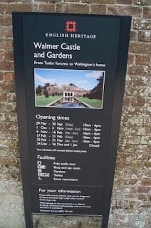 castillo de Walmer cartel entrada