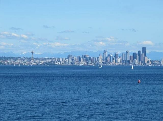 bainbridge ferry, Seattle, puerto Seattle, vistas Seattle desde el mar