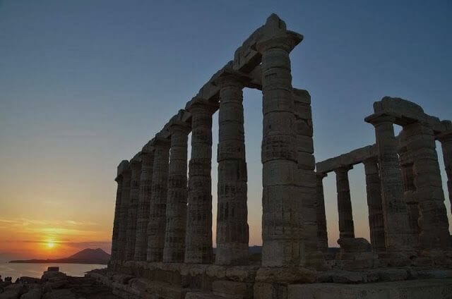 atardecer en cabo Sunion