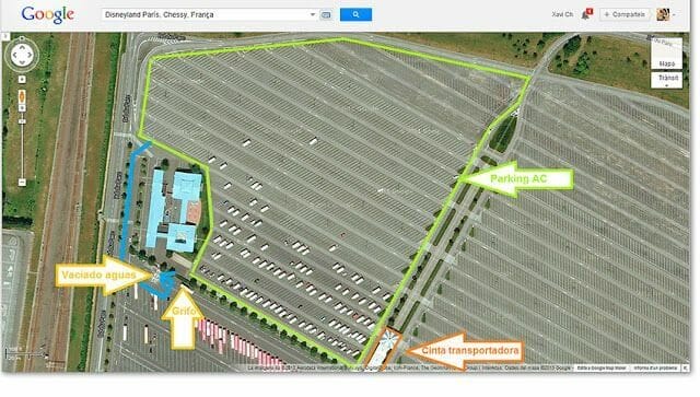 mapa Parking de autocaravanas en Disneyland Paris