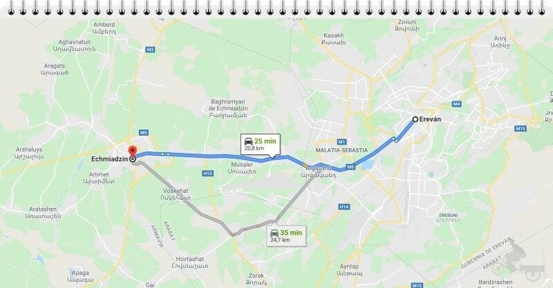 Cómo llegar a Echmiadzin desde Ereván