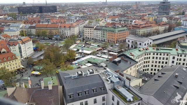 Viktualienmarkt vistas desde la iglesia de San Pedro