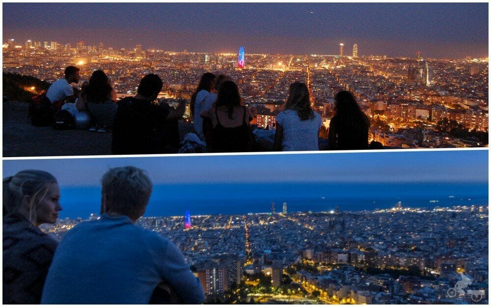 bunkers del Carmelo vistas noche - lugares poco turísticos de Barcelona