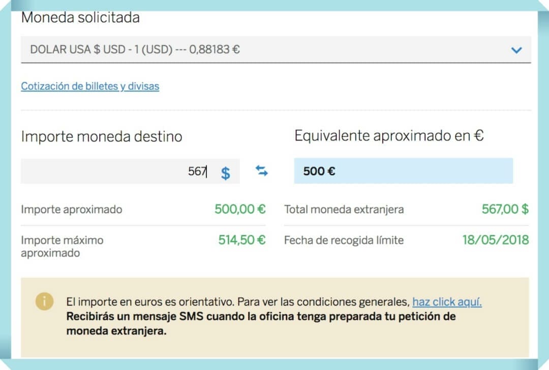 bbva cambio de divisas