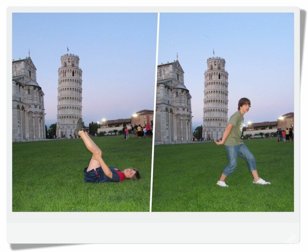 fotos con la torre de pisa de fondo
