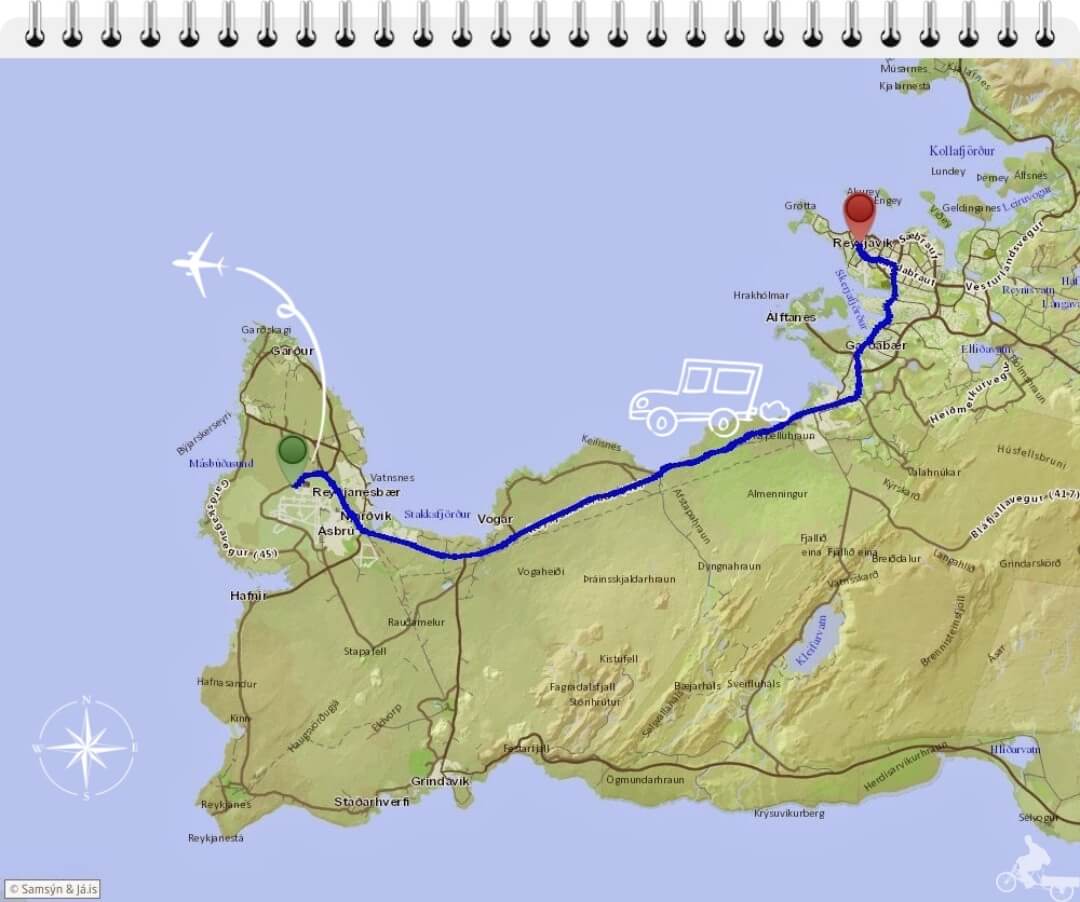 diatancia aeropuerto keflavik reikiavik