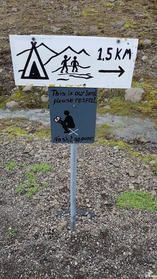 No cagar, letrero Islandia