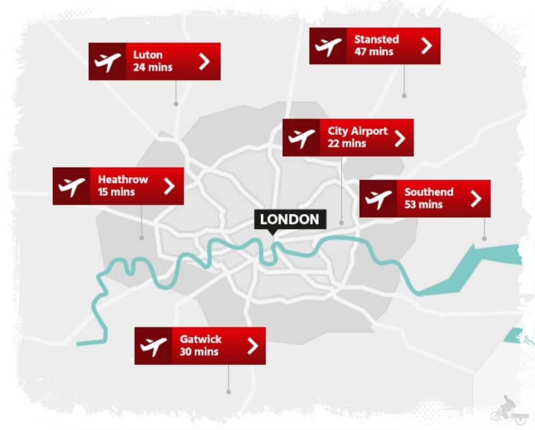mapa aeropuertos londres