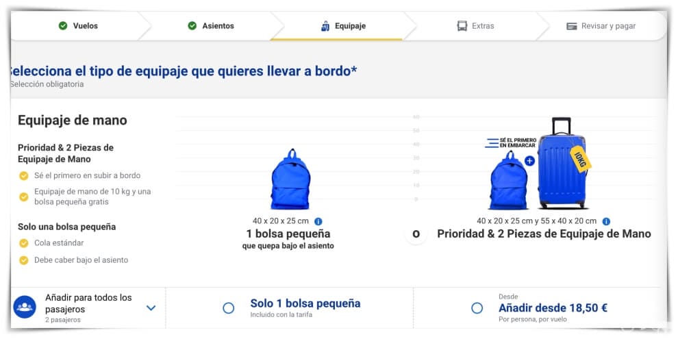 equipaje de mano de ryanair 