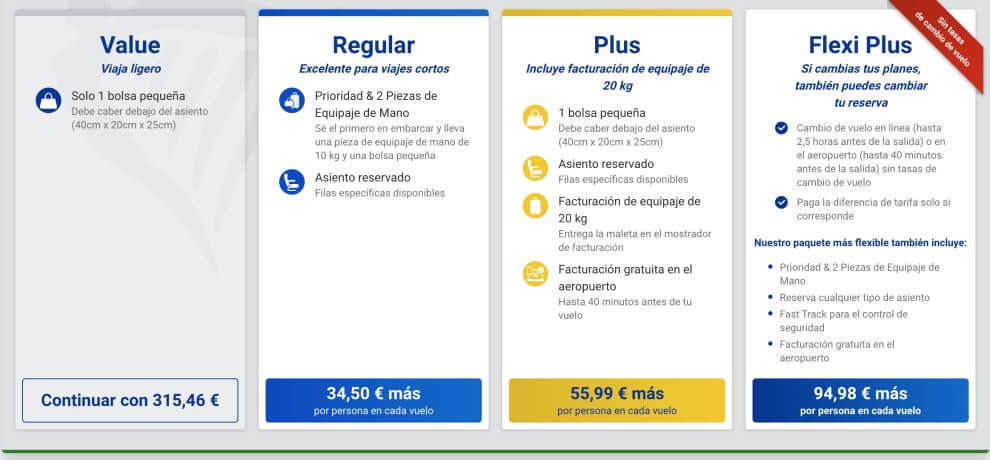 tarifas ryan air 
