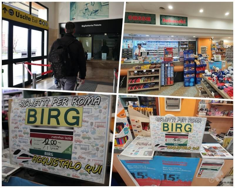 comprar BIRG en Civitavecchia para ir a Roma en tren