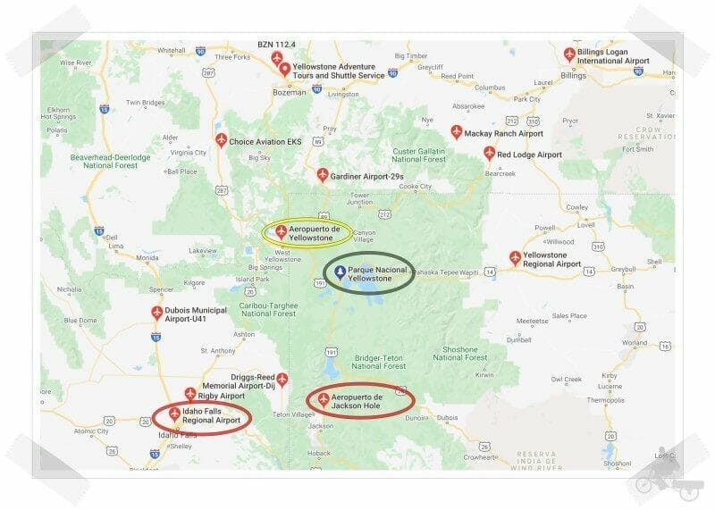 aeropuertos cerca de Yellowstone