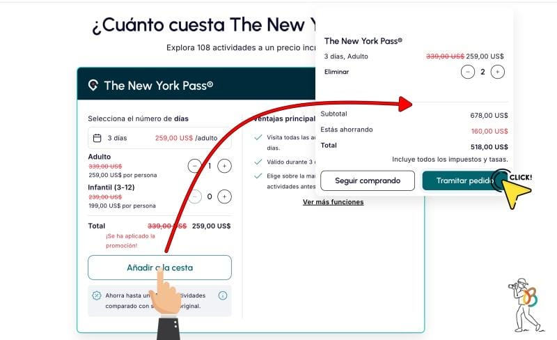 Compra New York pass en la página web oficial