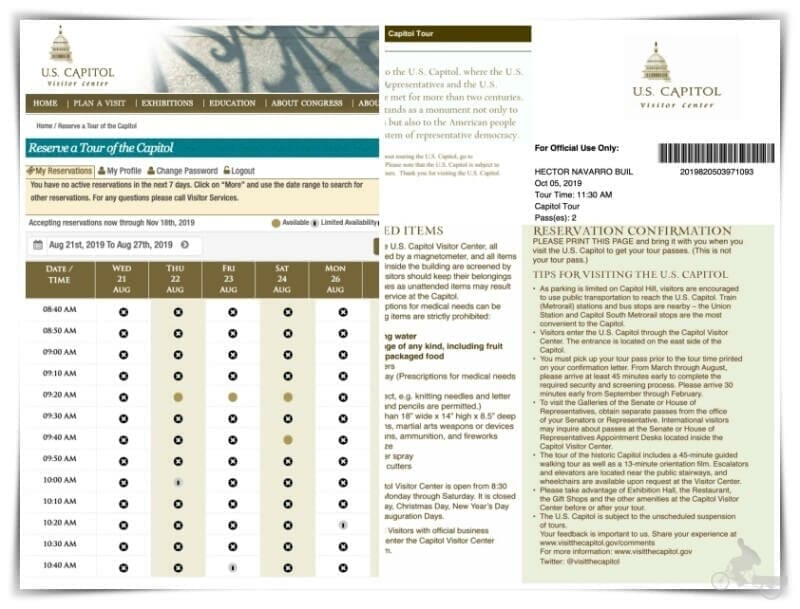 inscribirse tour para visitar el capitolio 