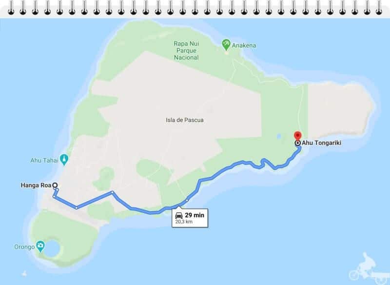 distancia desde hanga Roa hasta tongariki