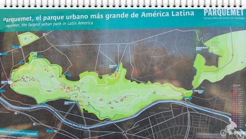 mapa parquemet del cerro de san cristóbal de Santiago