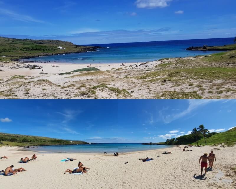 playa anakena en isla de pascua