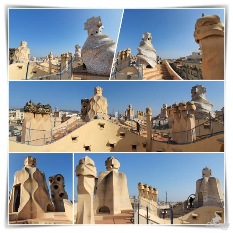 chimeneas de la terraza de la pedrera