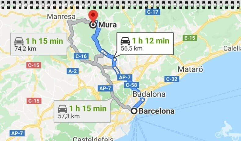 distandia de Barcelona a Mura