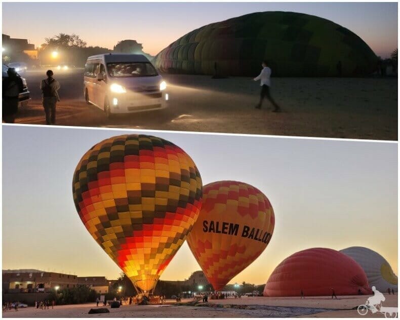paseo en globo por Luxor de noche