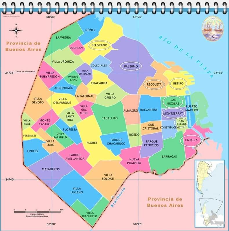 nombres Barrios de Buenos Aires mapa