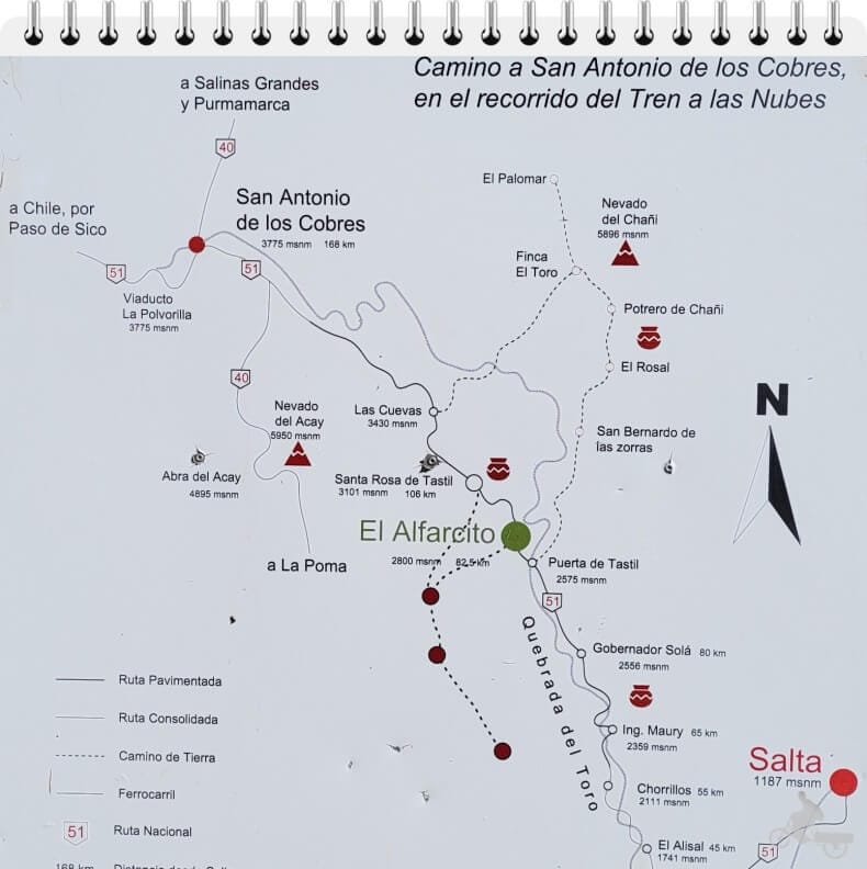 mapa del tren a las Nubes