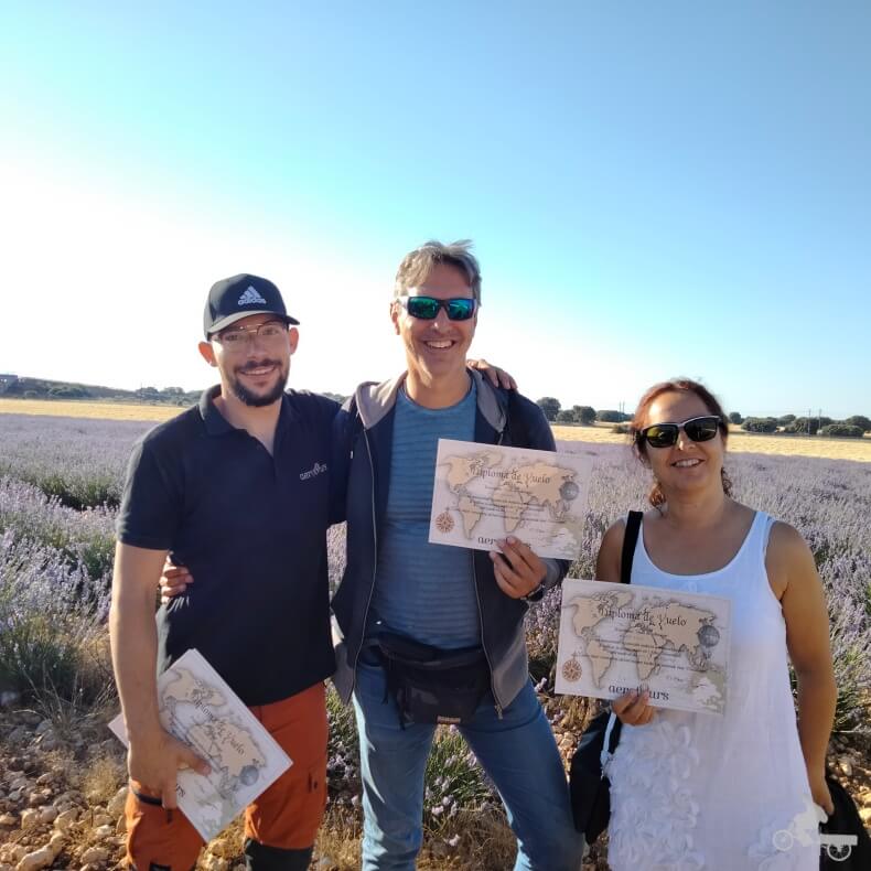 diploma vuelo en globo por los campos de Lavanda de Brihuega