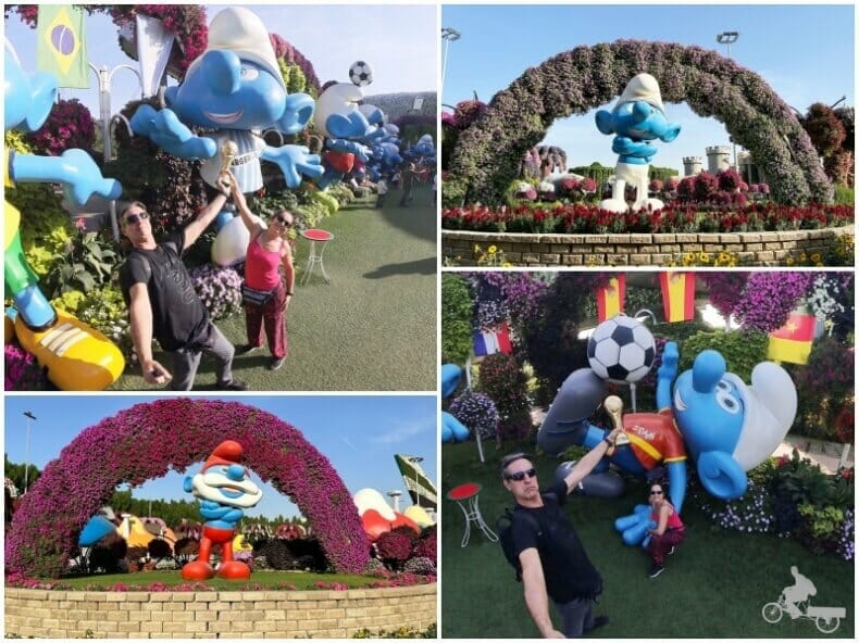 los pitufos en el jardín Dubai miracle garden