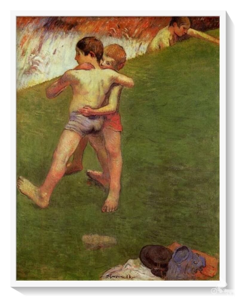 CHILDREN WRESTLING  niños luchando de Paul Gauguin