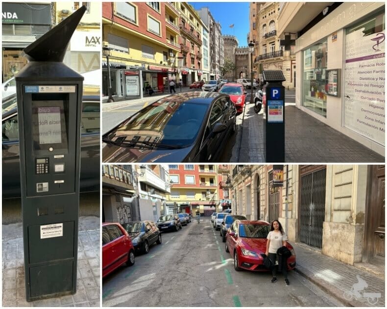 zona azul y poste de pago en Valencia