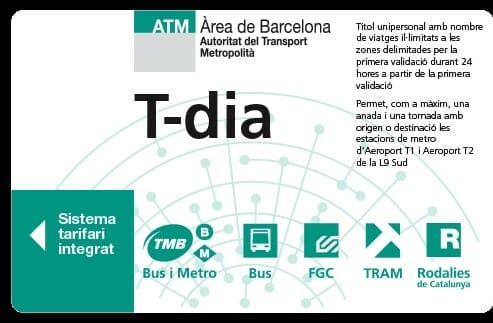 Tarjeta T-dia Barcelona