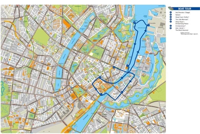 Mapa Barco Turístico Copenhague