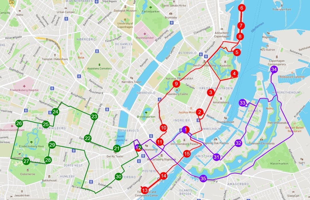 Mapa Rutas Bus Turístico Copenhague