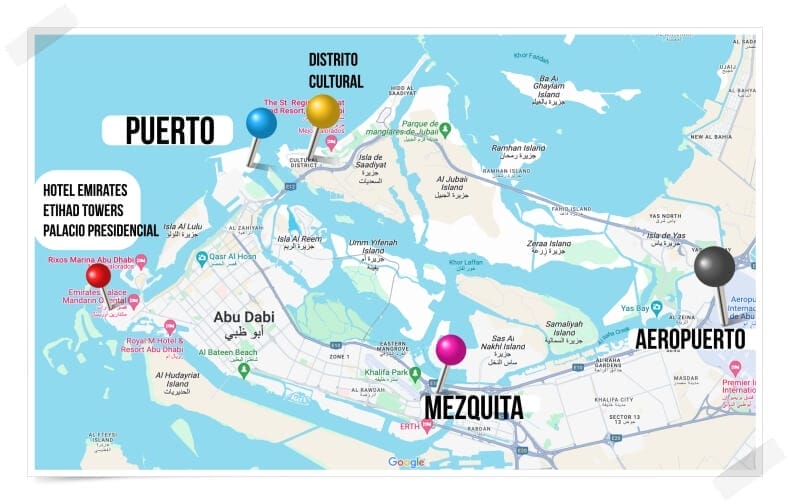 mapa puerto y aeropuerto abu dhabi