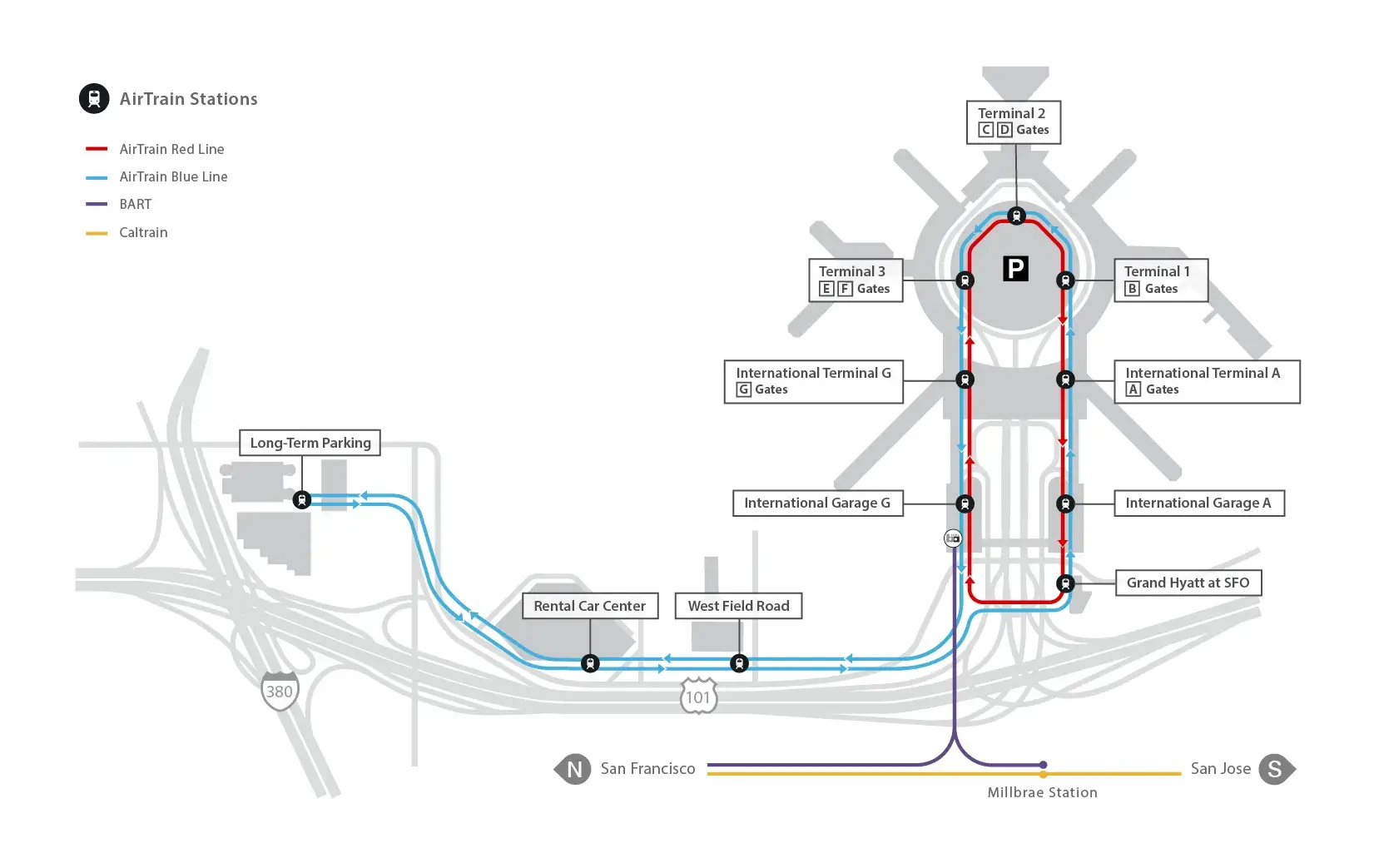 Mapa AirTrain Aero S.Francisco