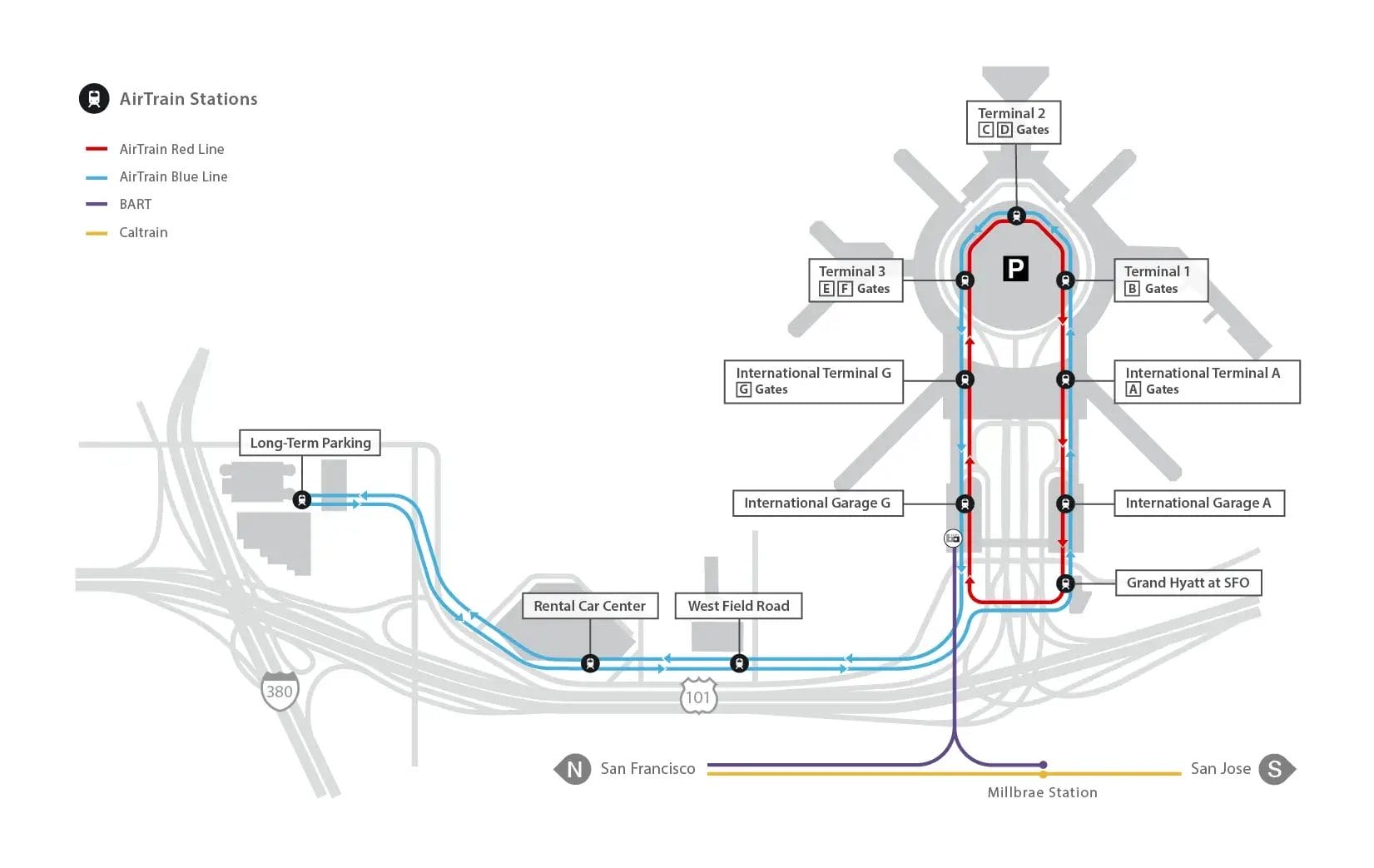 Mapa AirTrain Aero S.Francisco