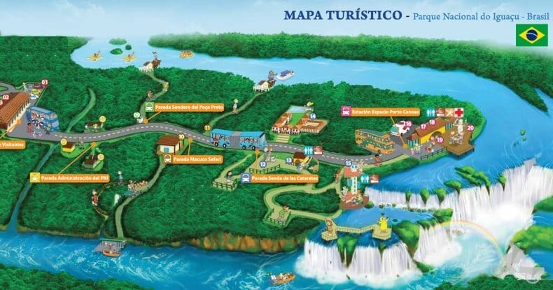 mapa lado brasileño cataratas del Iguazú