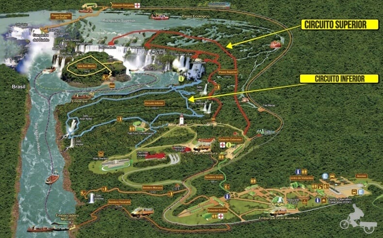 mapa lado argentino cataratas del Iguazú