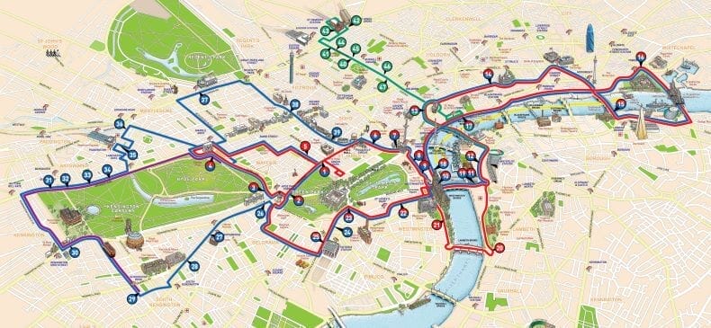 Mapa Big Bus Londres