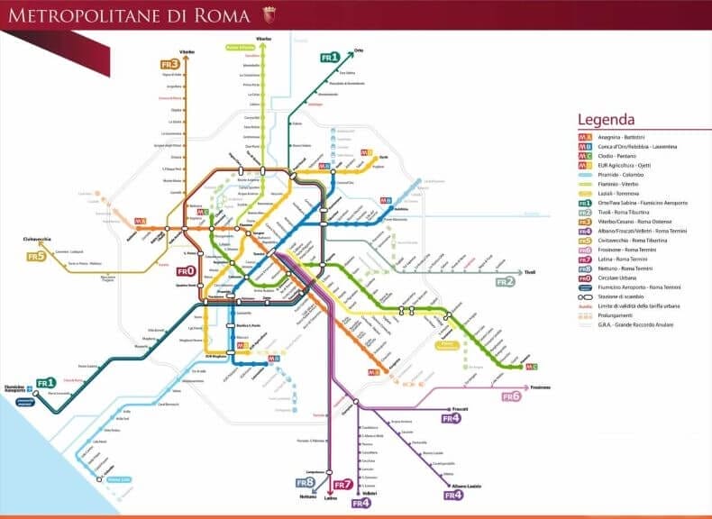Mapa Metro-Tren Roma
