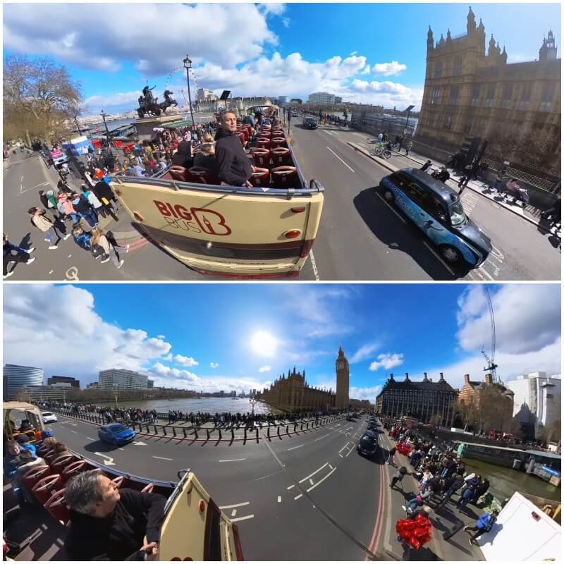 bus turístico de Londres con big ben y London Eye