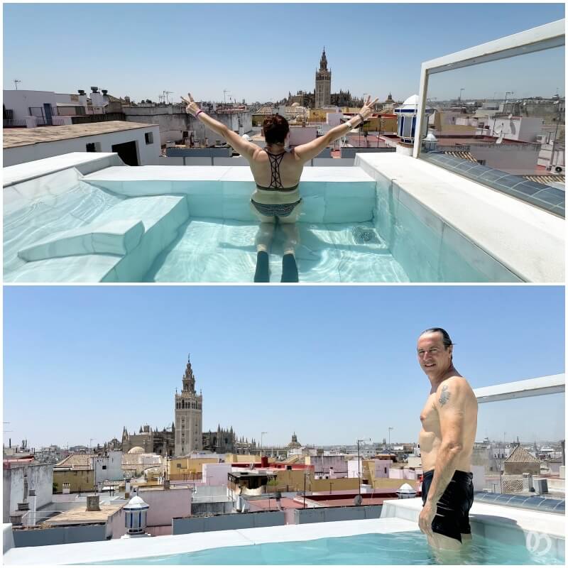 terraza con vistas a la catedral de Sevilla