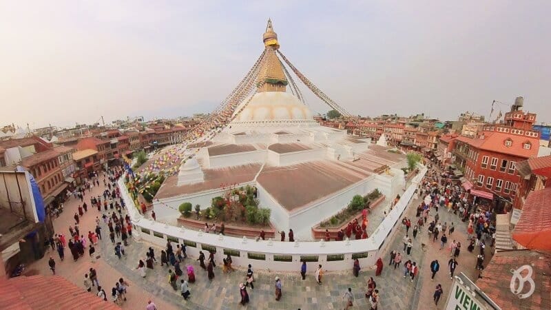 estupa de Boudhanath  desde lo alto