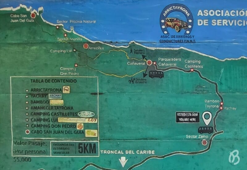 mapa parque Tayrona