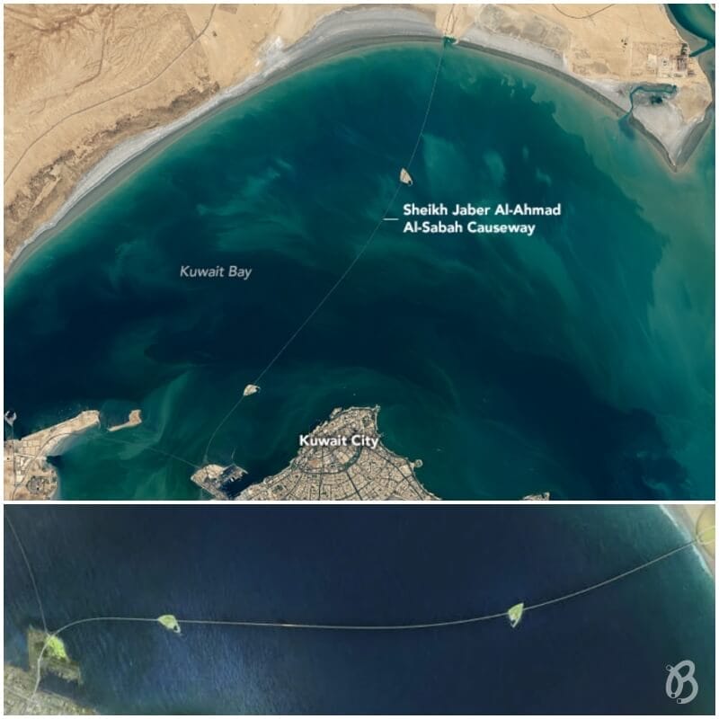 El puente más largo de Kuwait a vista de Drone
